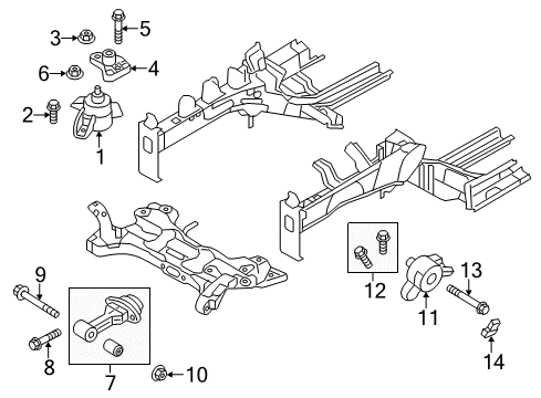 2013 Hyundai Elantra Coupe Engine & Trans Mounting Roll Rod Bracket Assembly Diagram for 219503X000