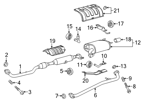 2017 Toyota Camry Exhaust Components Center Insulator Diagram for 58154-06010