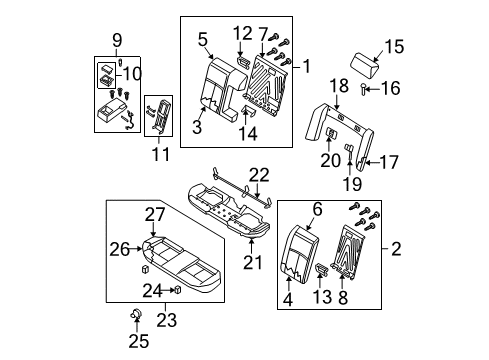 2013 Nissan Maxima Rear Seat Components Trim Assembly - Rear Seat Back, LH Diagram for 88670-9DA0E