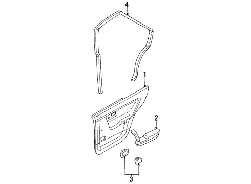 1988 Nissan Stanza Interior Trim - Rear Door Rear Door Armrest, Left Gray Diagram for 82941-D4001