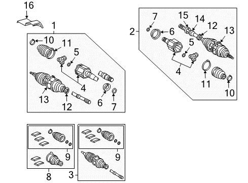 2008 Lexus RX350 Drive Axles - Front Boot Kit, Front Drive Shaft, In & Outboard, LH Diagram for 04438-08050