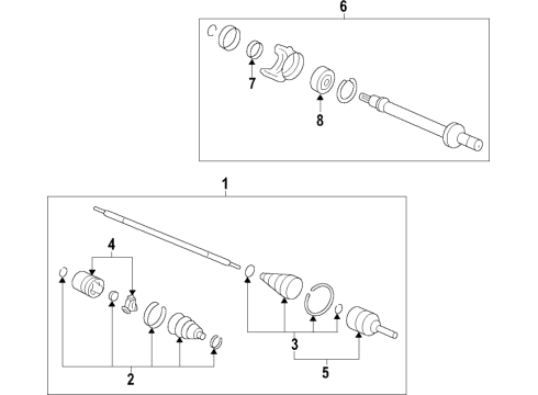 2018 Honda Civic Front Axle Shafts & Joints, Drive Axles Joint Complete, Inboar Diagram for 44310-TBA-A61