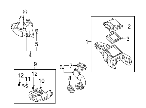 2002 Chevrolet Cavalier Powertrain Control Air Outlet Duct Clamp Diagram for 22671952