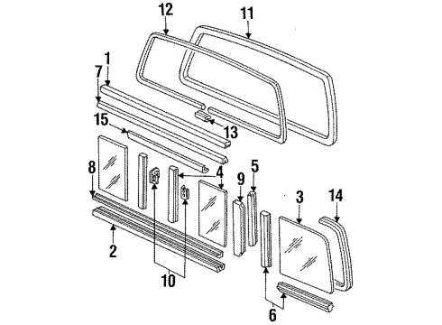 1996 Ford F-150 Back Glass & Hardware, Reveal Moldings Filler Diagram for E3TZ10422B40B