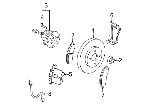 2007 Pontiac G5 Front Brakes Seal Kit, Front Brake Caliper Piston Diagram for 22688635