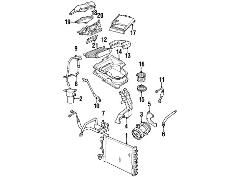 1992 Oldsmobile Silhouette Air Conditioner & Heater Components Accumulator, A/C Diagram for 2724688