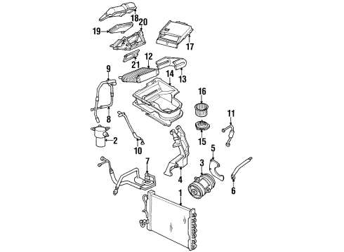 1992 Oldsmobile Silhouette Air Conditioner & Heater Components Core, Evap Diagram for 52451308