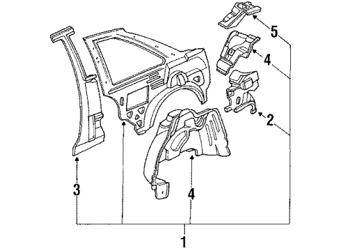 1989 Acura Legend Inner Components - Quarter Panel Panel, Left Rear (Inner) Diagram for 64700-SG0-A02ZZ