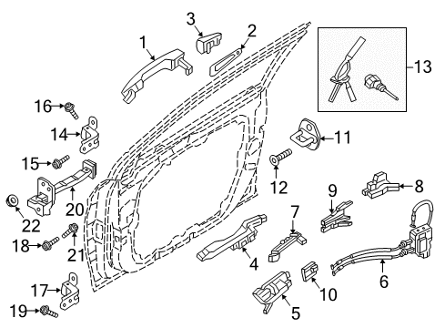 2017 Hyundai Sonata Front Door - Lock & Hardware Door Handle Assembly, Exterior, Left Diagram for 82651-C1000