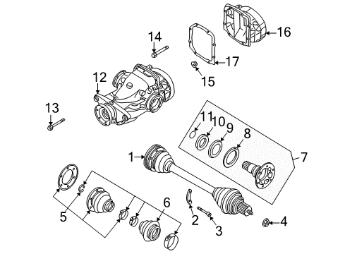 2004 BMW X5 Axle & Differential - Rear Repair Kit Bellows, Exterior Diagram for 33211229221