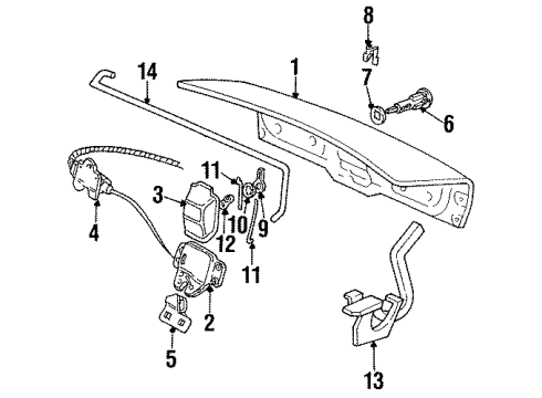 1996 Ford Thunderbird Trunk Lid Hinge Diagram for E9SZ6342700A