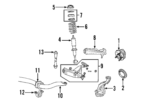 2007 Ford Explorer Front Suspension Components, Lower Control Arm, Upper Control Arm, Stabilizer Bar Stabilizer Bar Diagram for 9L2Z-5482-A