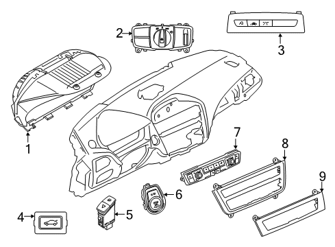 2017 BMW M240i Cluster & Switches, Instrument Panel Instrument Cluster Diagram for 62106805196