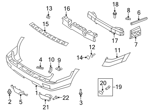 2009 Kia Borrego Rear Bumper Bracket-Rear Bumper Side Diagram for 866542J000