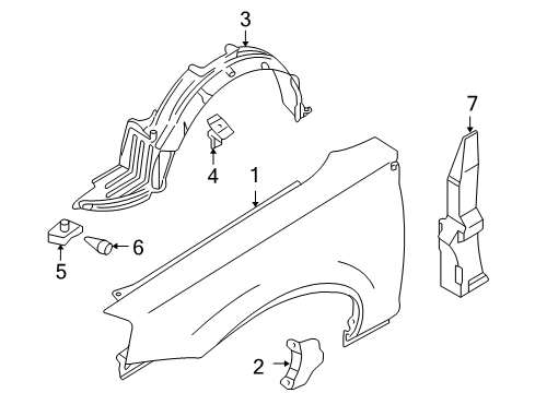 2006 Nissan Altima Fender & Components PROTCT Front Fender R Diagram for 63842-ZB700