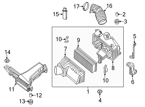 2016 Infiniti QX60 Filters Air Cleaner Diagram for 16500-3JA0D