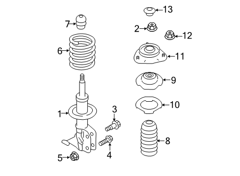 2014 Scion FR-S Struts & Components - Front Strut Lower Bolt Diagram for SU003-02818
