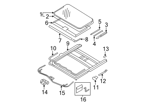 2009 Hyundai Santa Fe Sunroof Motor Assembly-Sunroof Diagram for 81631-0W000