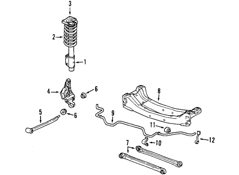 1999 Oldsmobile Alero Rear Suspension Components, Stabilizer Bar Link, Rear Stabilizer Shaft Diagram for 22601060
