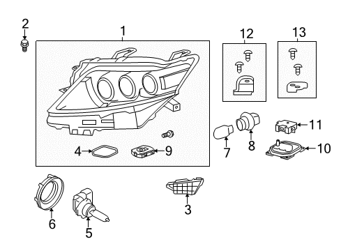 2014 Lexus RX450h Bulbs Headlamp Unit With Gas, Right Diagram for 81145-48B60