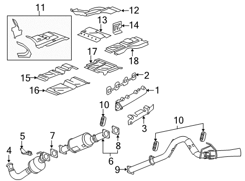 2014 Chevrolet Express 2500 Exhaust Components, Exhaust Manifold Heat Shield Diagram for 22858950