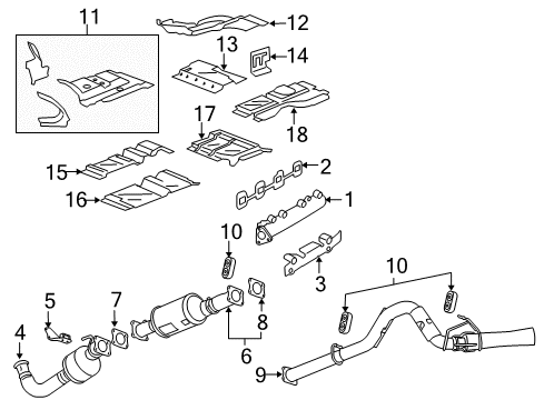 2007 Chevrolet Express 2500 Exhaust Components, Exhaust Manifold Exhaust Tail Pipe Assembly Diagram for 25996746