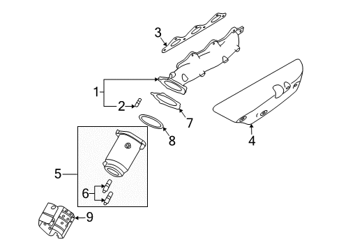 2004 Kia Sorento Exhaust Manifold Catalyst Case Assembly Diagram for 2853039470