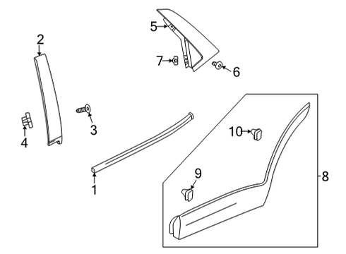 2022 Chevrolet Trailblazer Exterior Trim - Rear Door Belt Molding Diagram for 42664810