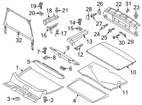 2016 Mini Cooper Countryman Interior Trim - Rear Body Body Nut Diagram for 07129904144