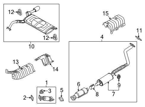 2016 Kia Forte Koup Exhaust Components Center Muffler Assembly Diagram for 28650A7350