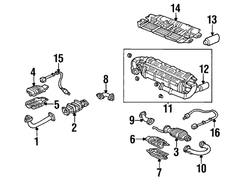 1995 Acura NSX Exhaust Components Muffler Set, Exhaust Diagram for 18030-SL0-J00