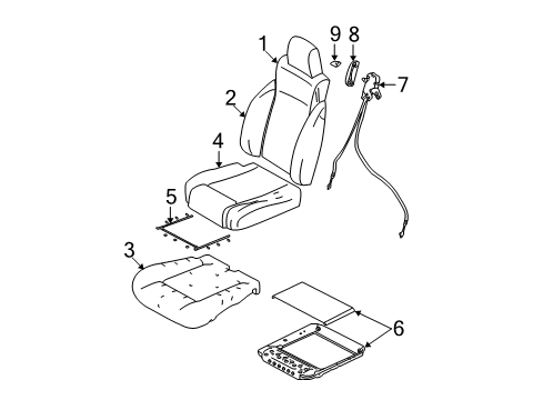 2005 Jeep Wrangler Front Seat Components Seat Cushion Foam Diagram for 5093574AA