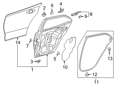 2020 Toyota Corolla Rear Door Door Weatherstrip Diagram for 67872-12590