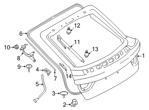 2015 BMW 335i GT xDrive Lift Gate Trunk Lid Gasket Diagram for 51767372189