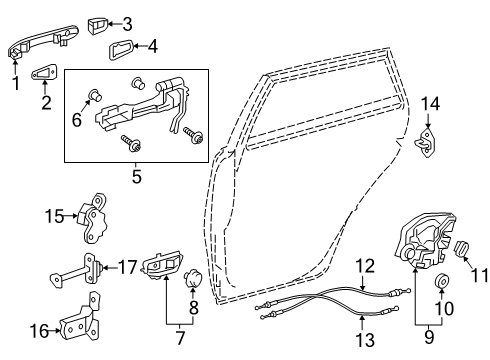 2019 Toyota Corolla Rear Door Handle Base Diagram for 69203-12180
