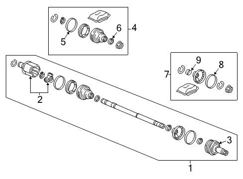 2019 Honda Ridgeline Axle & Differential - Rear Shaft Assembly, R Drive Diagram for 42310-T6Z-A02