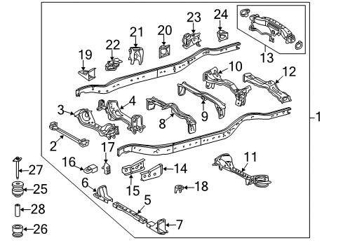 2008 Toyota Sequoia Frame & Components Rear Crossmember Diagram for 51206-0C050