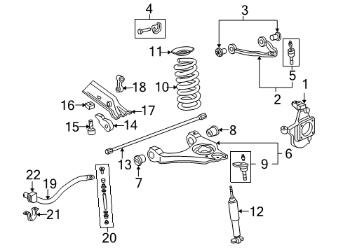 2007 GMC Sierra 1500 Suspension Components, Stabilizer Bar & Components Knuckle Diagram for 25850471