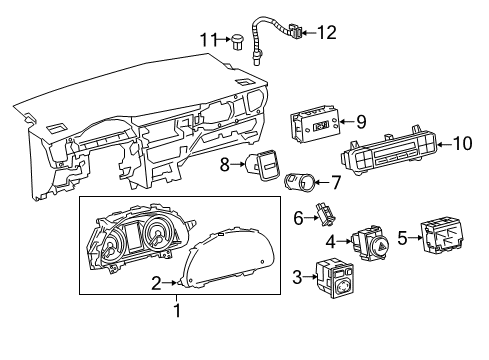 2018 Toyota Corolla iM A/C & Heater Control Units Mirror Switch Diagram for 84870-12250