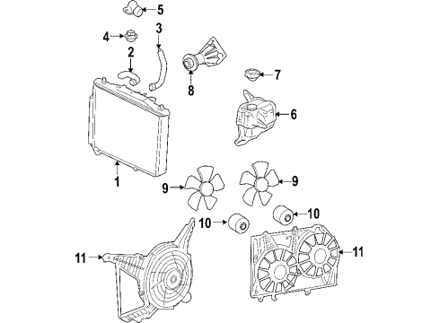 2004 Cadillac CTS Cooling System, Radiator, Water Pump, Cooling Fan Shroud, Engine Coolant Fan Diagram for 25708388