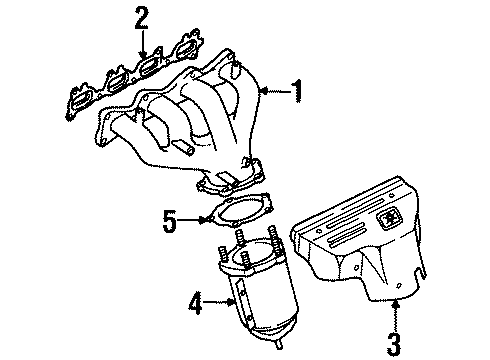 2002 Kia Sportage Exhaust Manifold Exhaust Manifold Assembly Diagram for 0K08A13451C