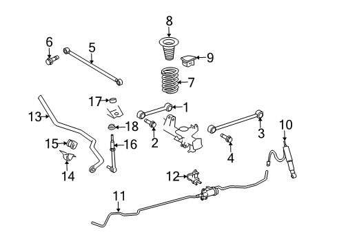 2021 Toyota 4Runner Suspension Components, Lower Control Arm, Upper Control Arm, Ride Control, Stabilizer Bar Coil Spring Diagram for 48231-35370