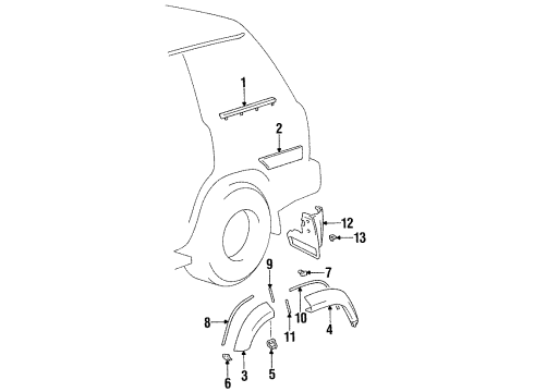 1996 Toyota Land Cruiser Exterior Trim - Quarter Panel Moulding, Quarter, Outside LH Diagram for 75652-60090