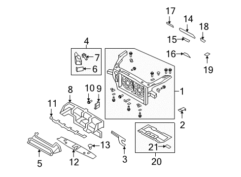 2013 Nissan GT-R Radiator Support Duct Air Intake, RH Diagram for 21468-KB50C