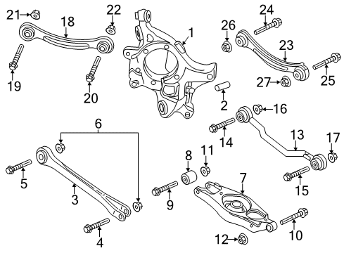 2020 Chrysler 300 Rear Suspension Rear Knuckle Left Diagram for 68079767AB