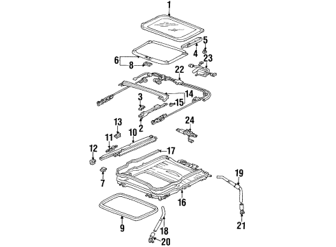 1998 Acura CL Sunroof Stopper, Drain Channel Diagram for 70251-SP0-003