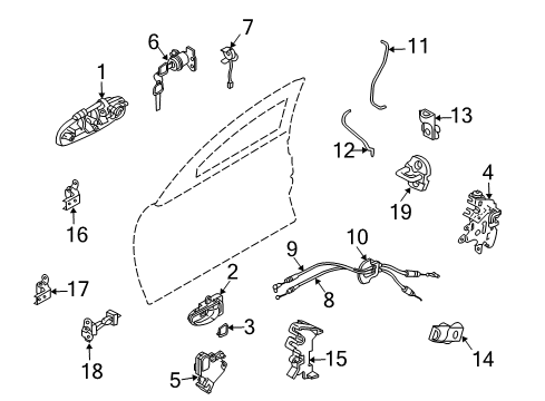 2005 Infiniti G35 Front Door Handle Assembly-Front Door Outside, L Diagram for 80607-AC70E