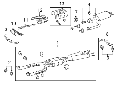 2013 Lexus LS460 Exhaust Components Exhaust Tail Pipe Assembly Diagram for 17430-38680