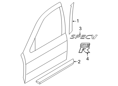 2003 Nissan Sentra Exterior Trim - Front Door MOULDING Front Door, LH Diagram for 80871-5M600