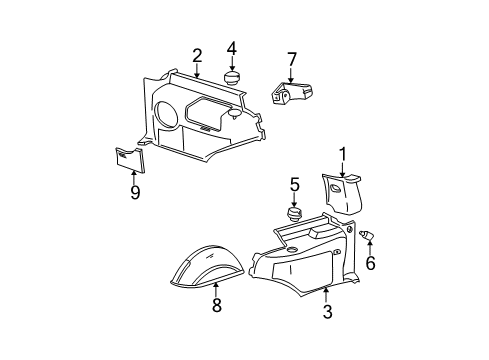 2000 Chevrolet Tahoe Interior Trim - Quarter Panels Molding Asm-Body Rear Corner Upper Garnish *Oak Diagram for 15751627